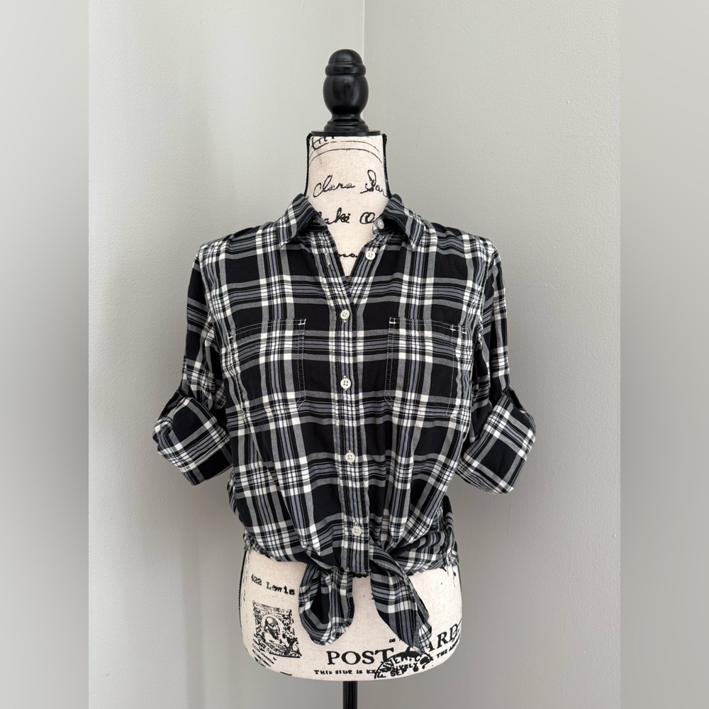 Women’s Lauren Ralph Lauren Black and White Plaid Shirt